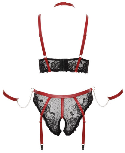 Cottelli Bondage-Set mit Longline-BH, Halsband und Armfesseln