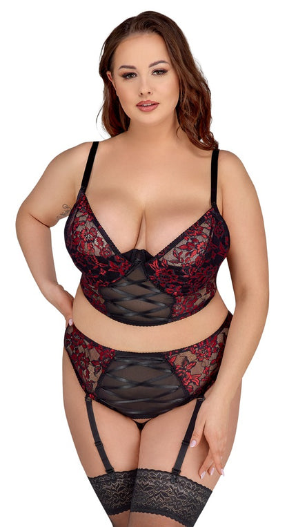 Cottelli Longline-BH-Set aus 2-farbiger Spitze und Powernet