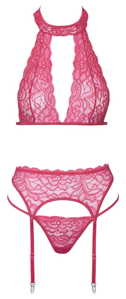 COTTELLI Neckholder-BH-Set mit Strapsgurt, Pink