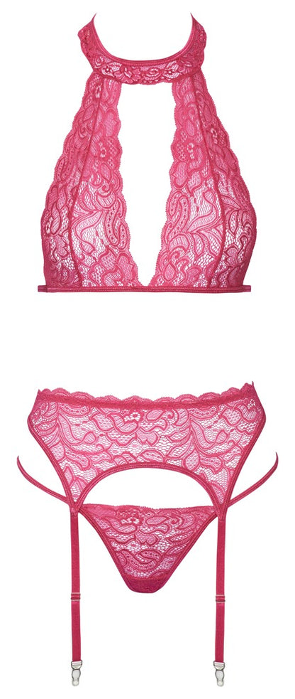 COTTELLI Neckholder-BH-Set mit Strapsgurt, Pink