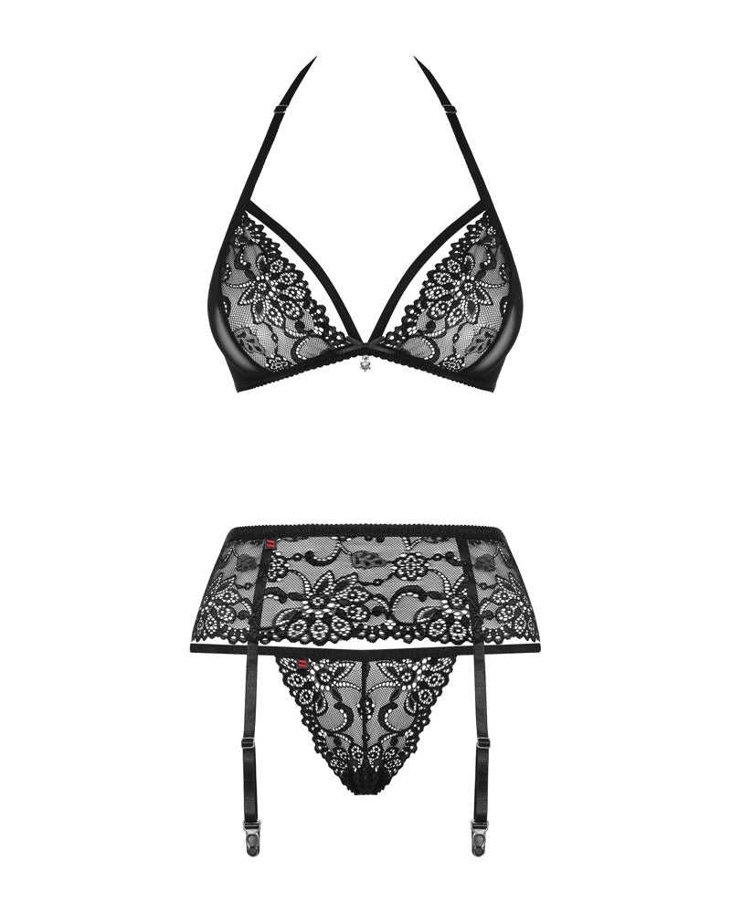OBSESSIVE Neckholder-BH-Set mit Strapsgurt