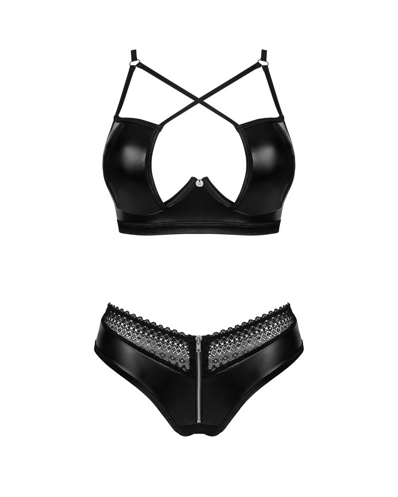OBSESSIVE Wetlook-BH-Set mit Spitze