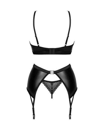 OBSESSIVE Wetlook-BH-Set mit Strapsgurt