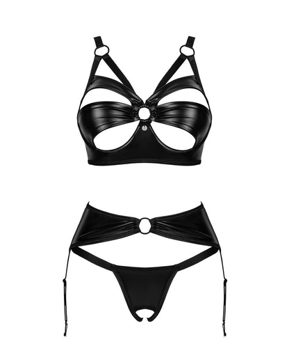 OBSESSIVE Wetlook-BH-Set mit Ring-Details