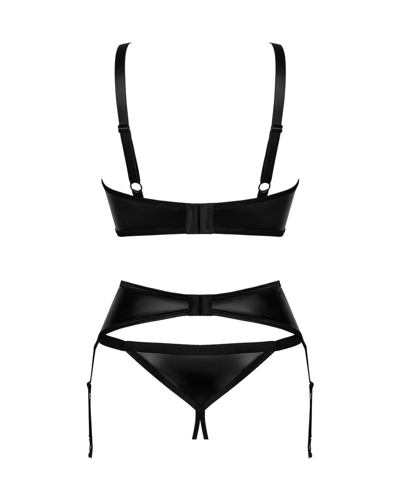 OBSESSIVE Wetlook-BH-Set mit Ring-Details