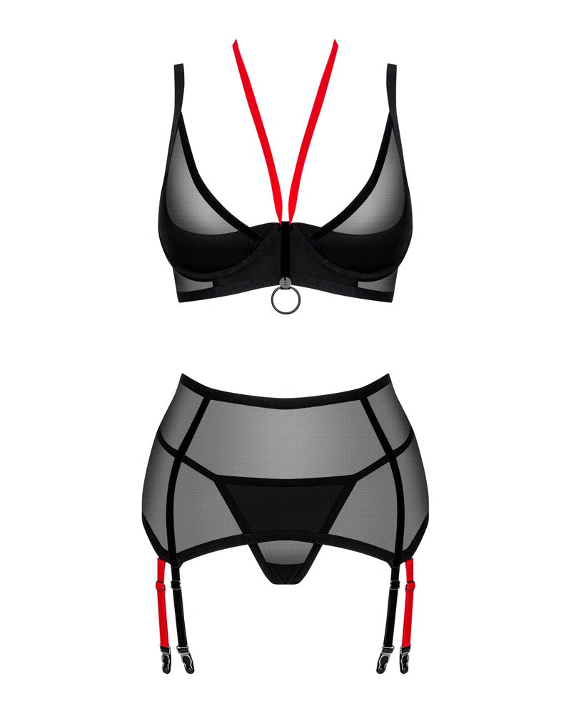 OBSESSIVE BH-Set mit Strapsgurt, transparent