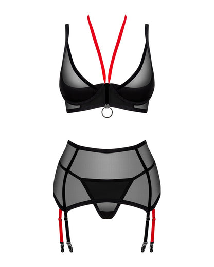 OBSESSIVE BH-Set mit Strapsgurt, transparent