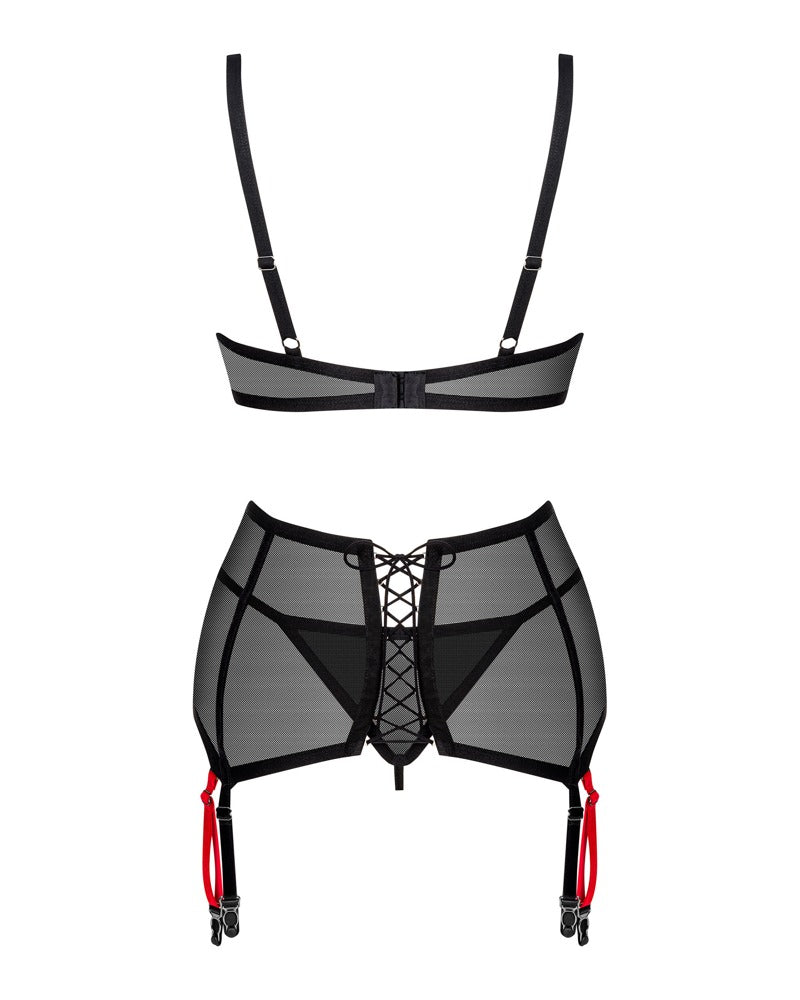 OBSESSIVE BH-Set mit Strapsgurt, transparent