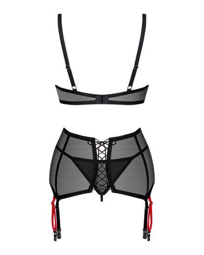 OBSESSIVE BH-Set mit Strapsgurt, transparent