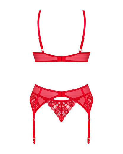 OBSESSIVE BH-Set mit Strapsgurt, Rot