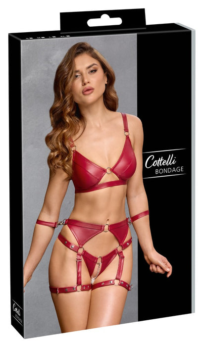 Cottelli Bondage-Set mit Soft-BH und Klett-Fesseln, Rot