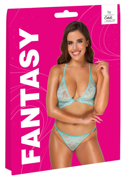 Fantasy BH-Set aus Blüten- und Wimpernspitze, Mint