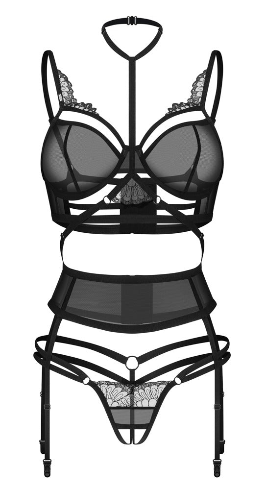 OBSESSIVE Bügel-BH-Set mit Ouvert-String, schwarz