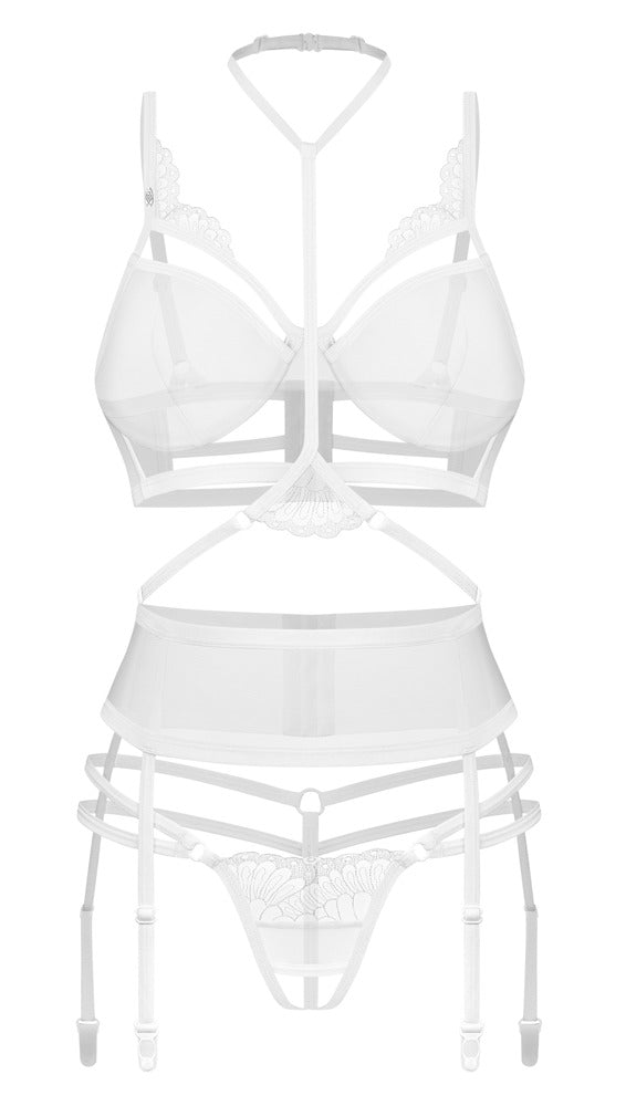 OBSESSIVE Bügel-BH-Set mit Ouvert-String, weiß