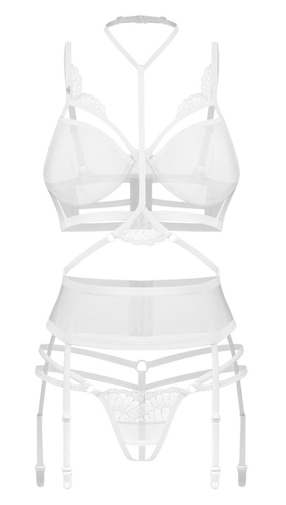 OBSESSIVE Bügel-BH-Set mit Ouvert-String, weiß