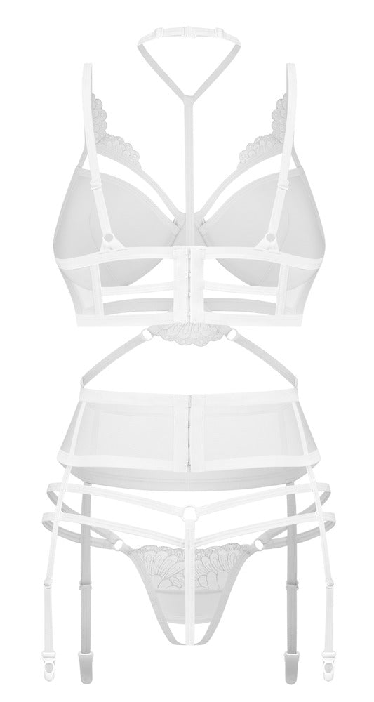 OBSESSIVE Bügel-BH-Set mit Ouvert-String, weiß