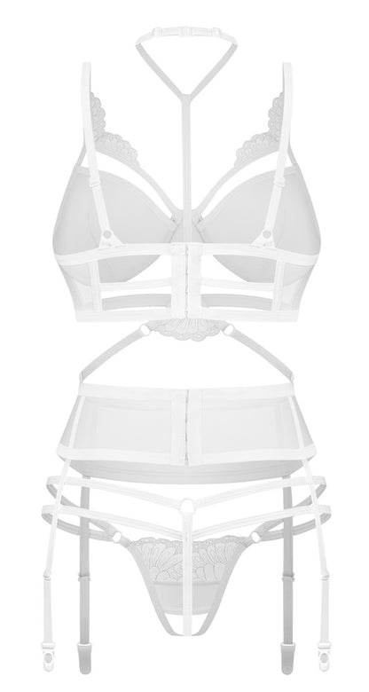 OBSESSIVE Bügel-BH-Set mit Ouvert-String, weiß
