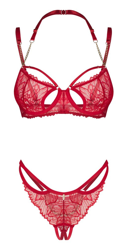 OBSESSIVE Bügel-BH-Set in Rot mit Riostring