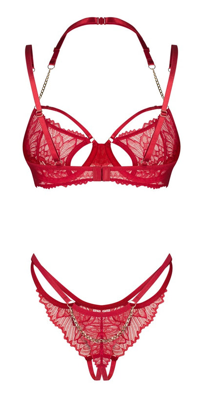 OBSESSIVE Bügel-BH-Set in Rot mit Riostring