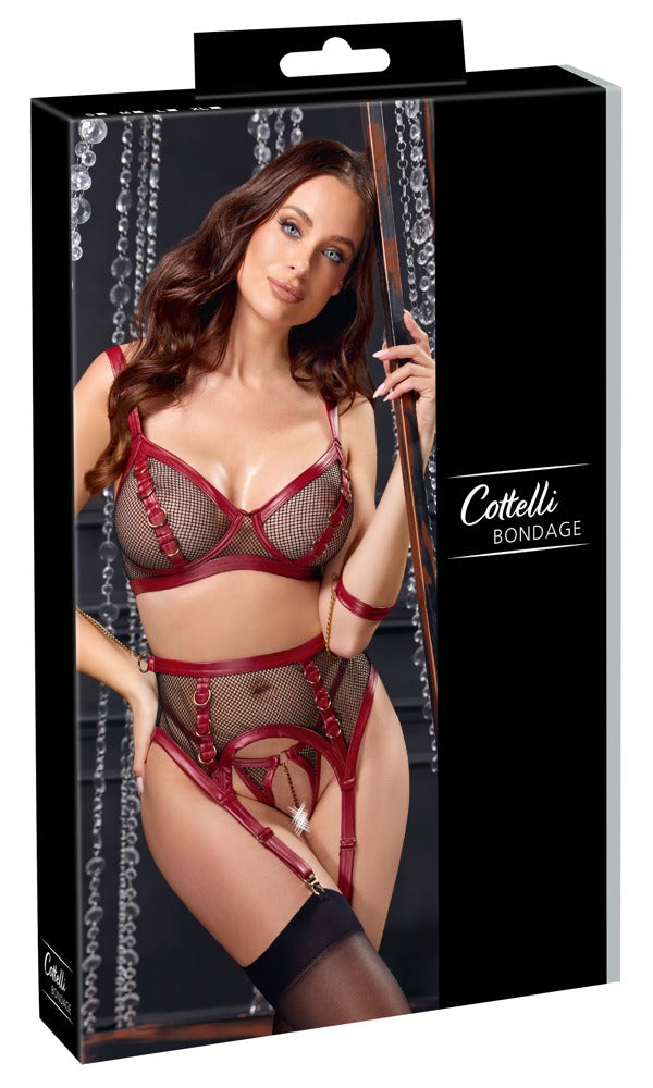 Cottelli 3-teiliges Bondage-Straps-Set mit Soft-Armfesseln, Rot