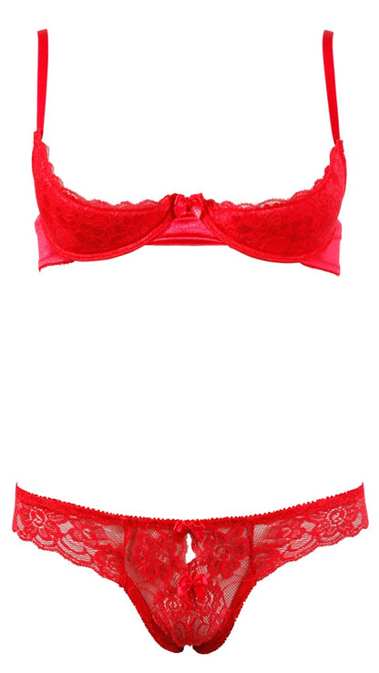COTTELLI Hebe-Set aus Blütenspitze, Rot