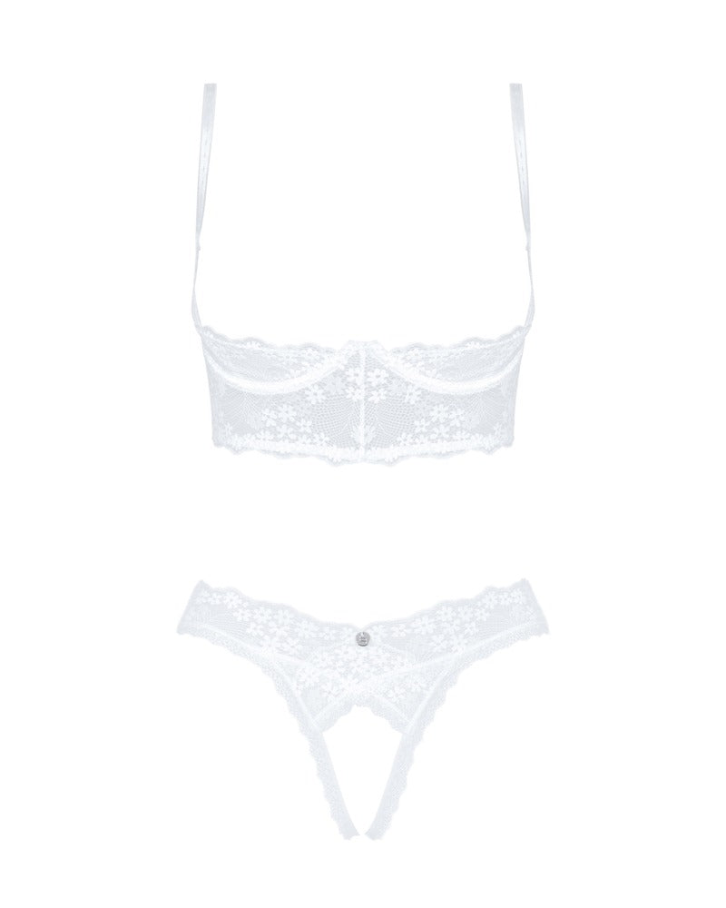 OBSESSIVE Ouvert-Set mit Hebe-BH, weiß