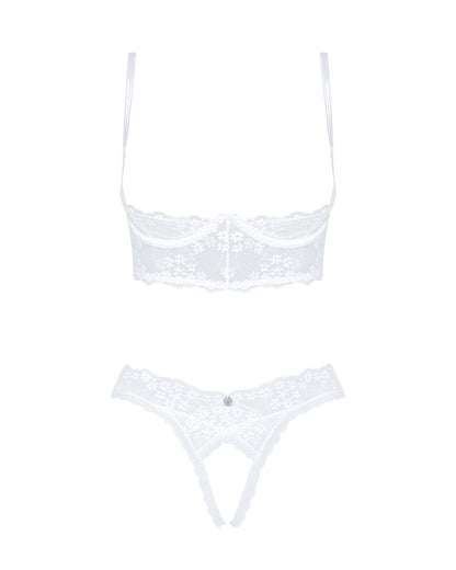 OBSESSIVE Ouvert-Set mit Hebe-BH, weiß