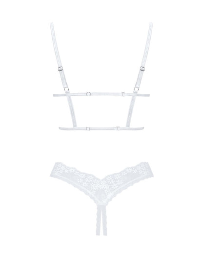 OBSESSIVE Ouvert-Set mit Hebe-BH, weiß