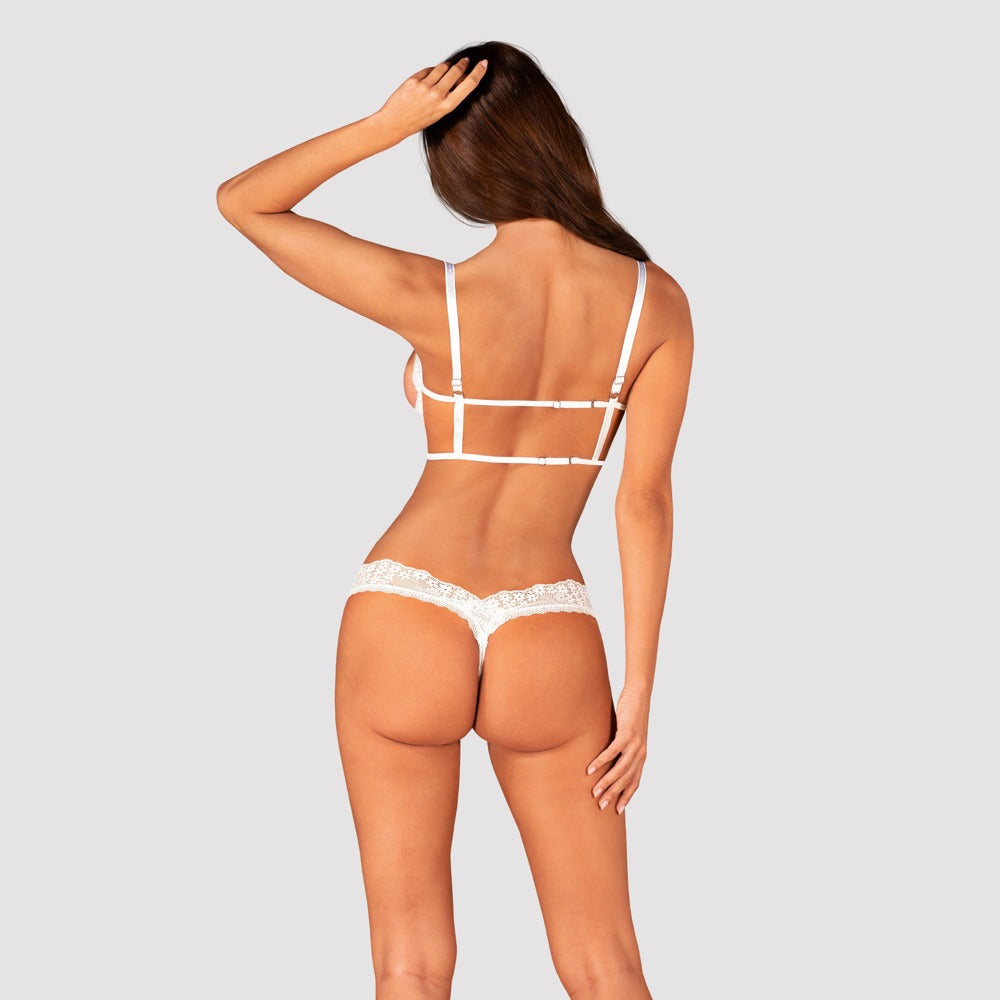 OBSESSIVE Ouvert-Set mit Hebe-BH, weiß