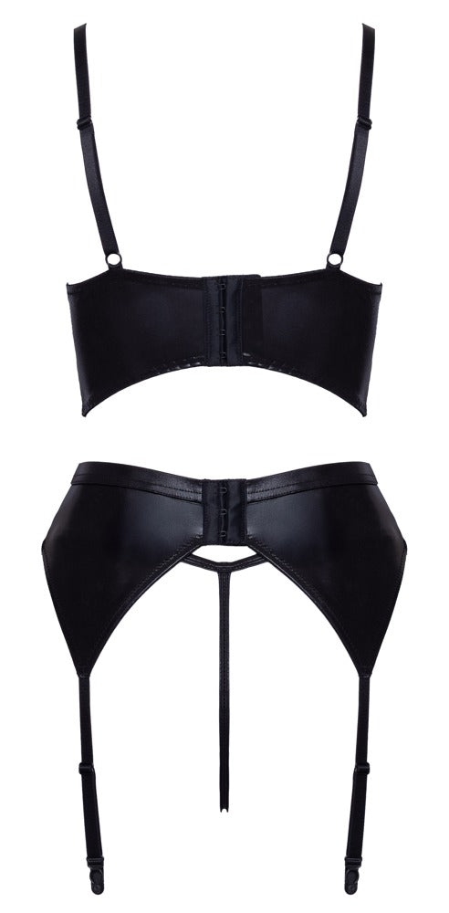 Cottelli LINGERIE Wetlook-Straps-Set 3-teilig ouvert, schwarz