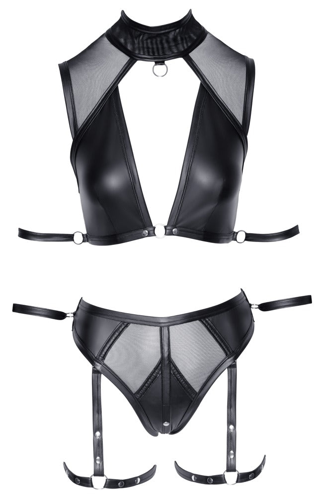 Cottelli Bondage-Set mit Top, Slip und Schenkel-Harnesses