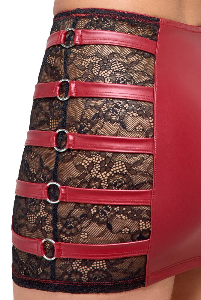 Cottelli Bauchfreies Top und Minirock im Set, Rot