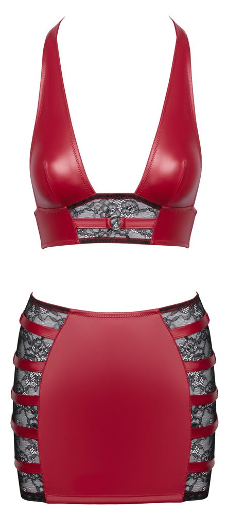 Cottelli Bauchfreies Top und Minirock im Set, Rot