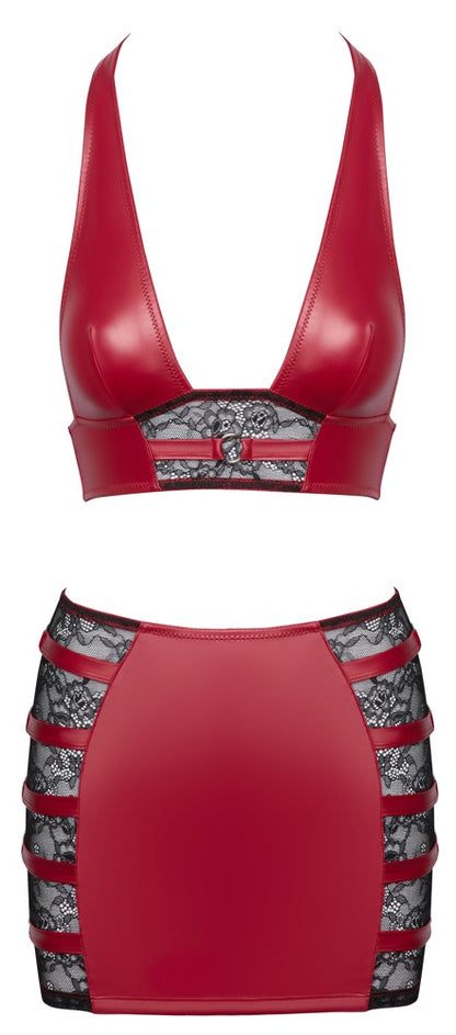Cottelli Bauchfreies Top und Minirock im Set, Rot