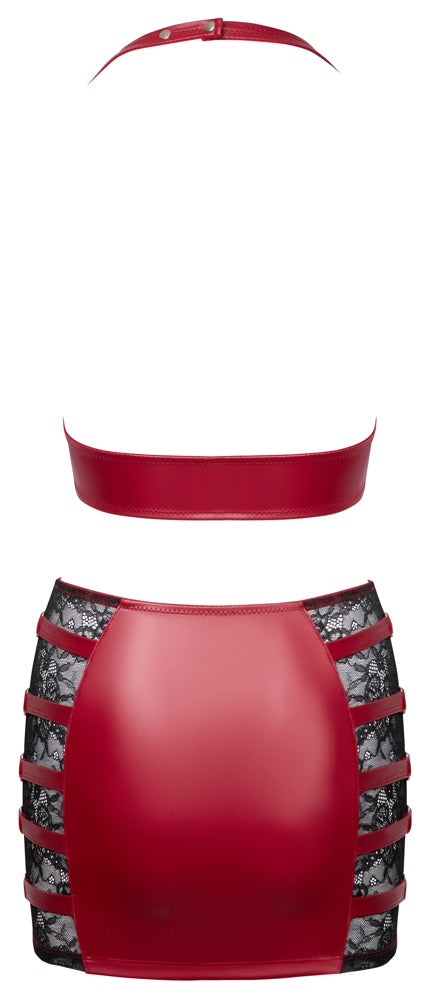 Cottelli Bauchfreies Top und Minirock im Set, Rot