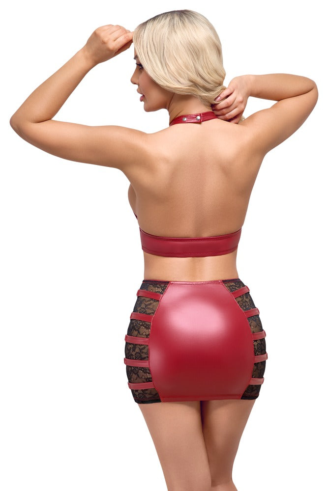 Cottelli Bauchfreies Top und Minirock im Set, Rot