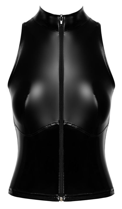 NOIR Wetlook-Top mit Frontzip