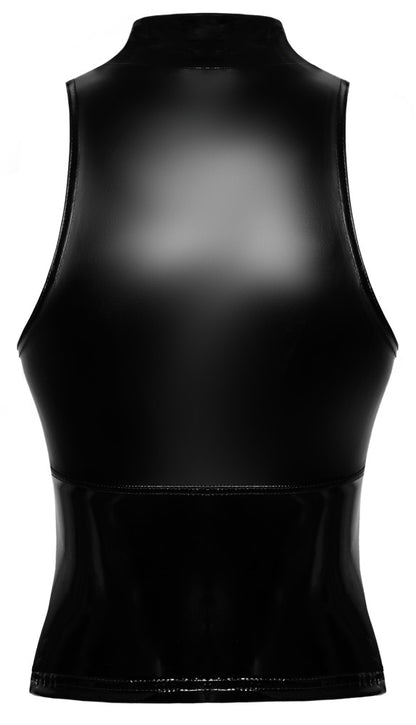 NOIR Wetlook-Top mit Frontzip