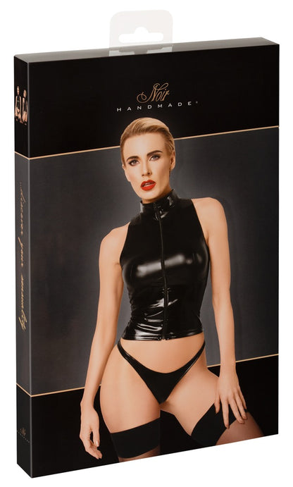 NOIR Wetlook-Top mit Frontzip