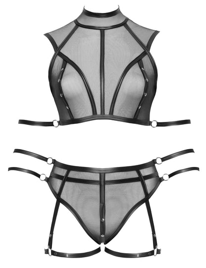 Cottelli Bondage-Top-Set aus Powernet mit Klett-Fesseln