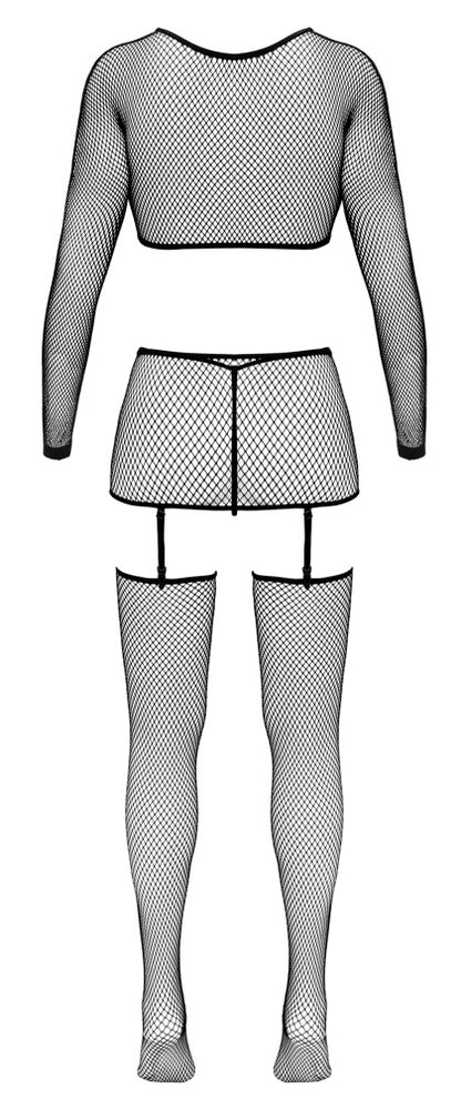 Fantasy 4-teiliges Straps-Set aus Netz mit Bolero