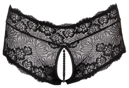 Cottelli Slip ouvert aus floraler Spitze mit Perlen-Schrittkette