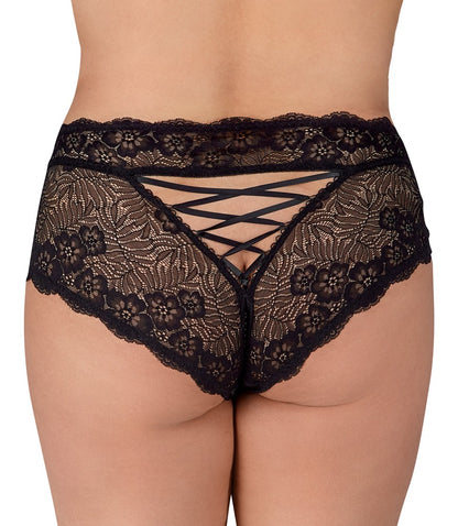 Cottelli Slip ouvert aus floraler Spitze mit Perlen-Schrittkette