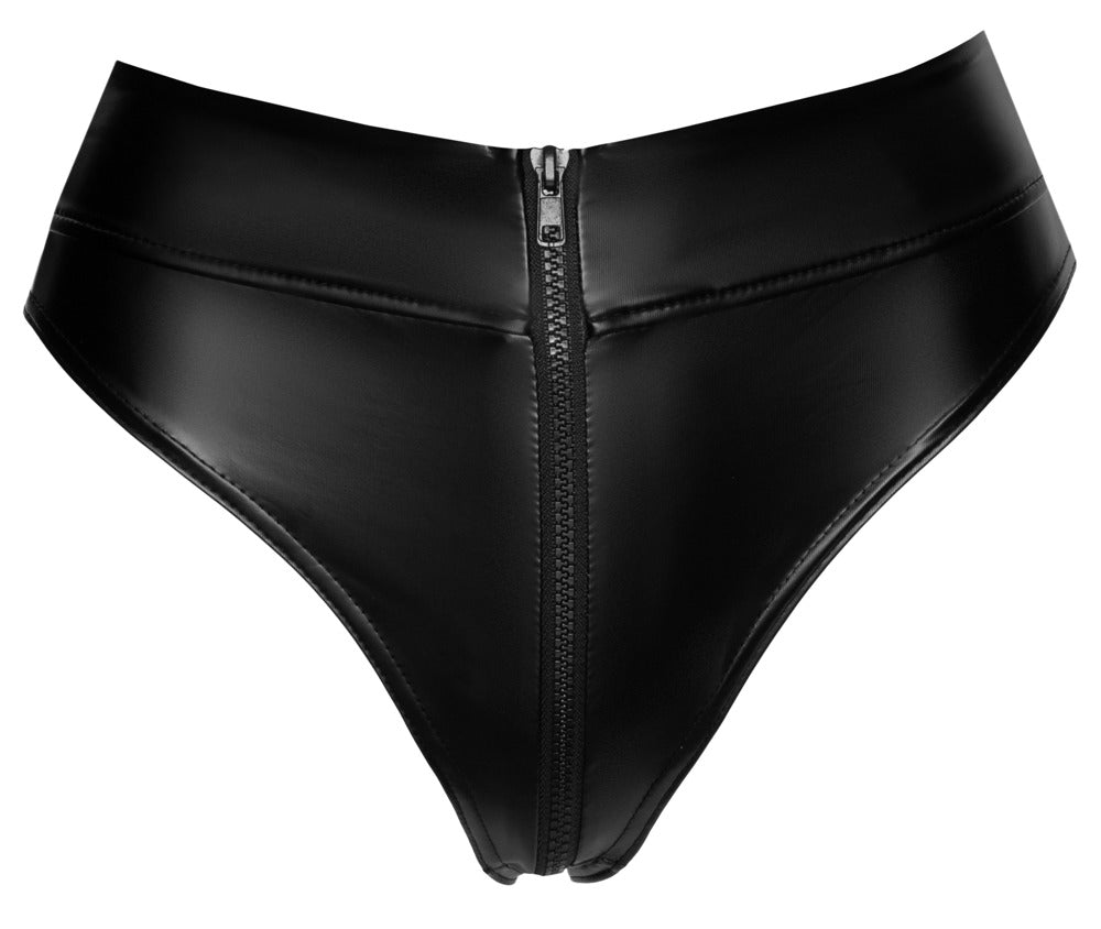 NOIR Wetlook-Slip mit Zip, taillenhoch