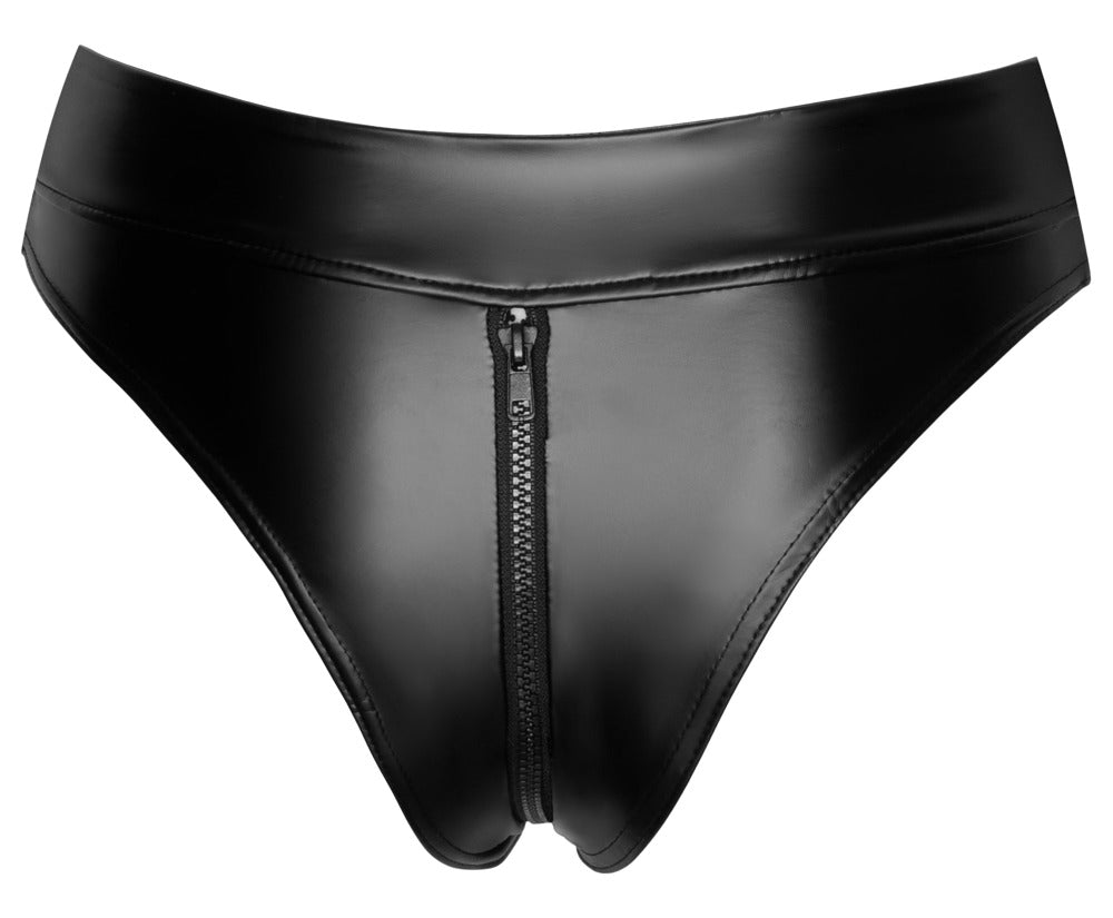 NOIR Wetlook-Slip mit Zip, taillenhoch