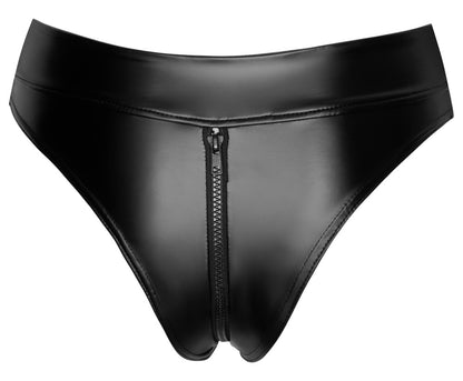 NOIR Wetlook-Slip mit Zip, taillenhoch