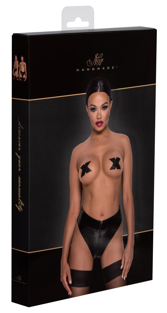 NOIR Wetlook-Slip mit Zip, taillenhoch