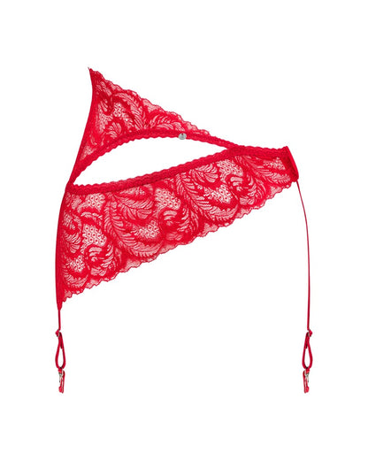 OBSESSIVE Strapsgurt aus Spitze, Rot