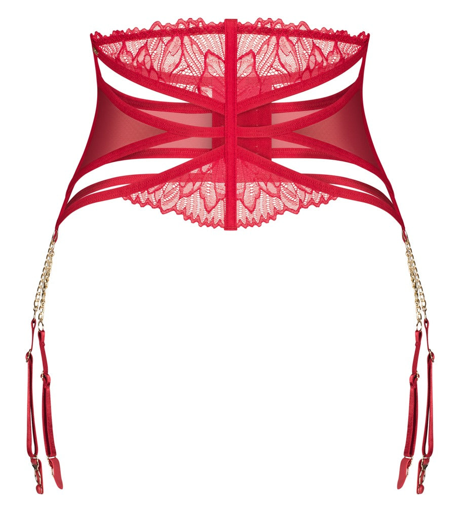 OBSESSIVE Strapsgürtel in Rot mit Straps-Ketten