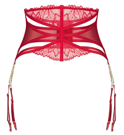 OBSESSIVE Strapsgürtel in Rot mit Straps-Ketten